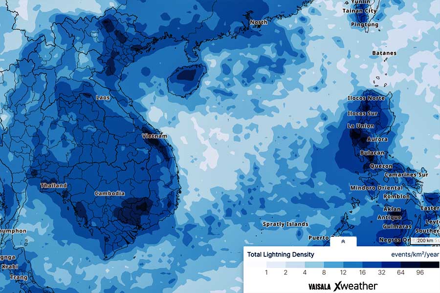 Bản Đồ Mật Độ Sét Tại Việt Nam - Bản đồ sét Online
