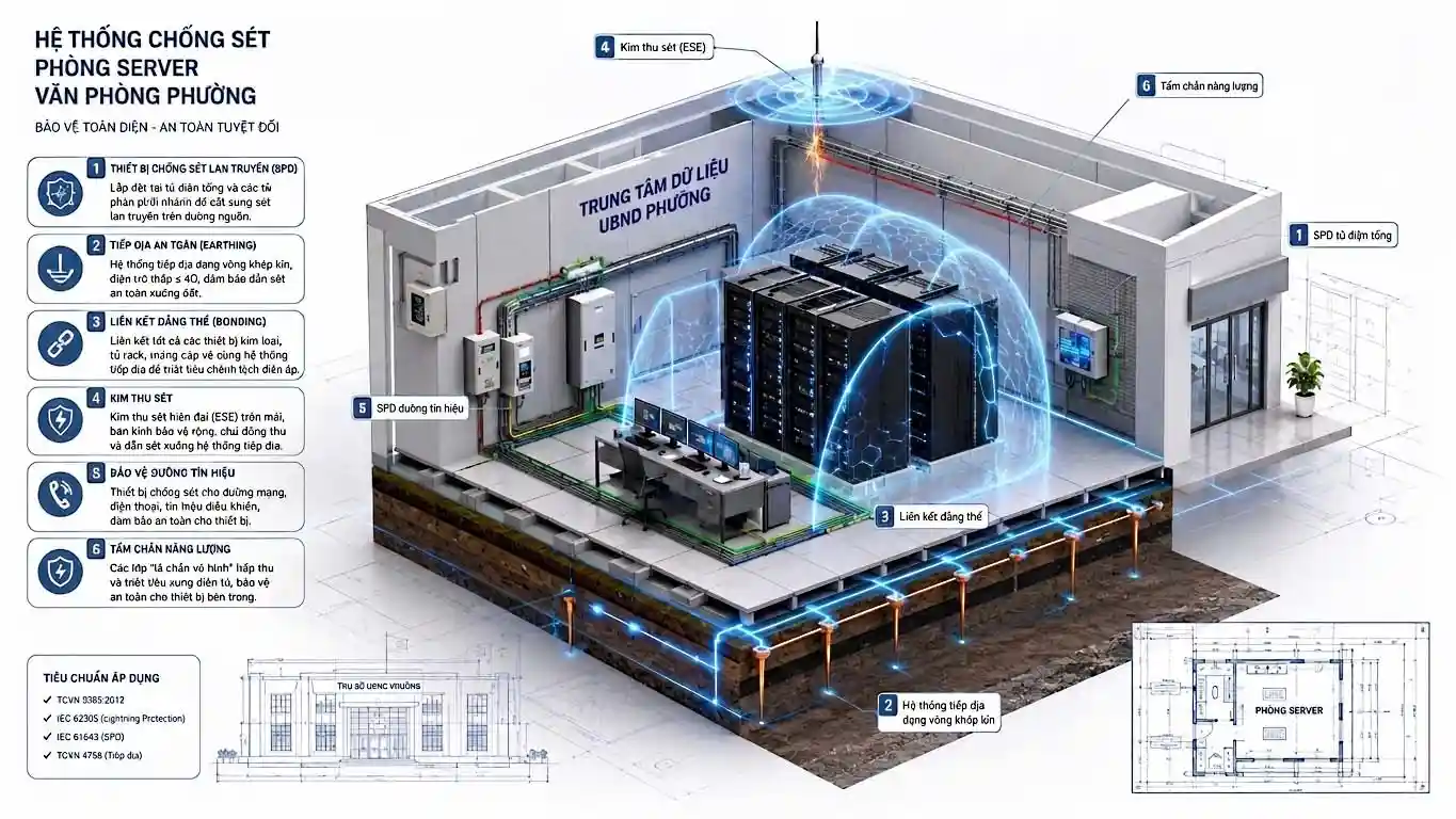 Chống Sét Server Cho Phường